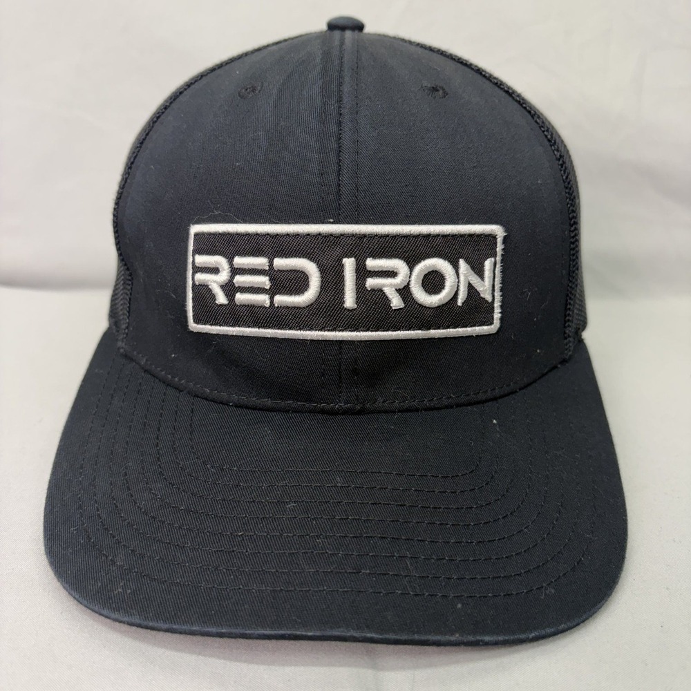 Richardson Hat Trucker Snapback Men OSFM Black Red Iron Patch Cap